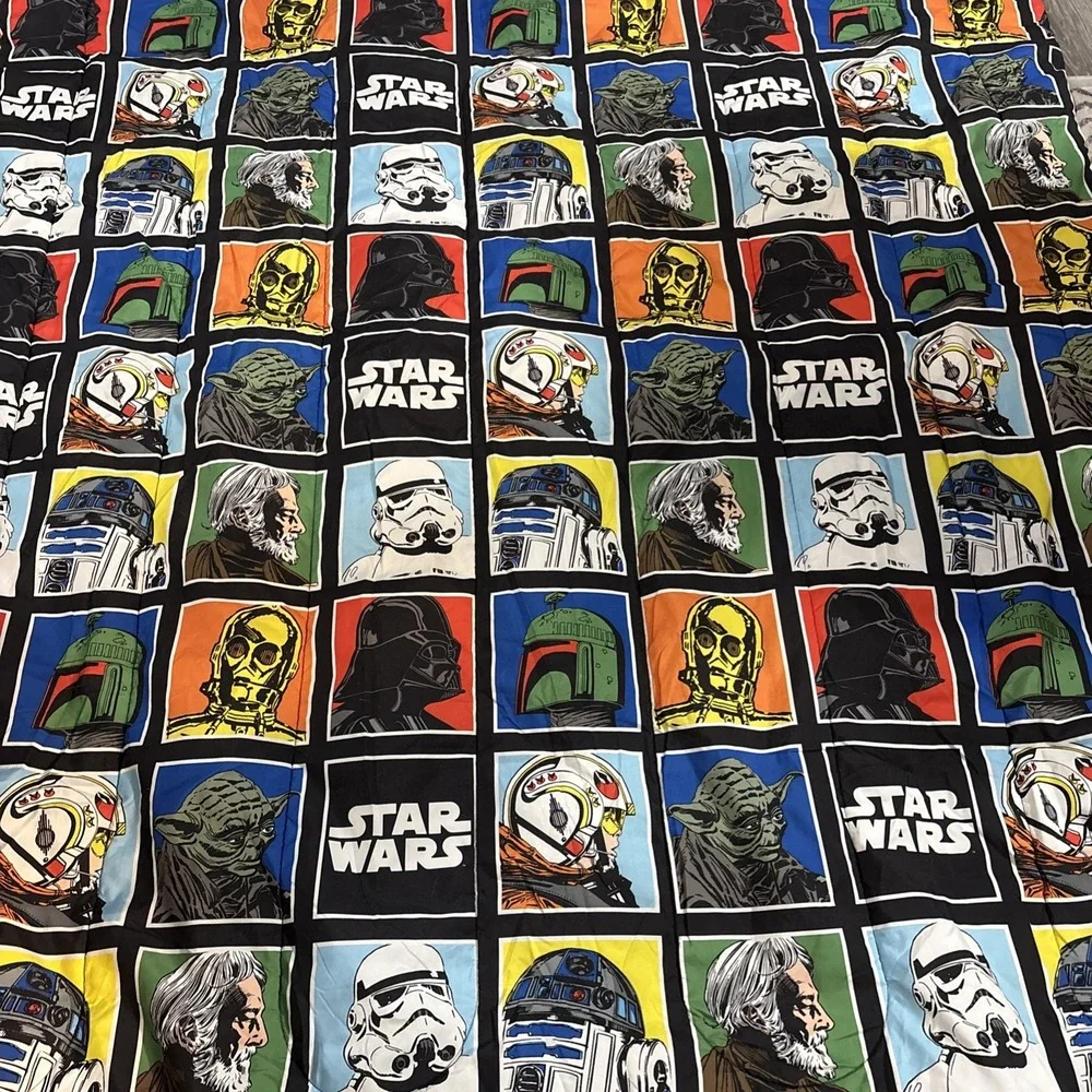 Star Wars Classic Reversible Twin Comforter Darth Vader Yoda Skywalker 84